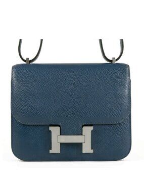 Hermes Constance 3 Mini Verso Blue Agate Grimuet Silver Epsom Swift Shoulder Bag